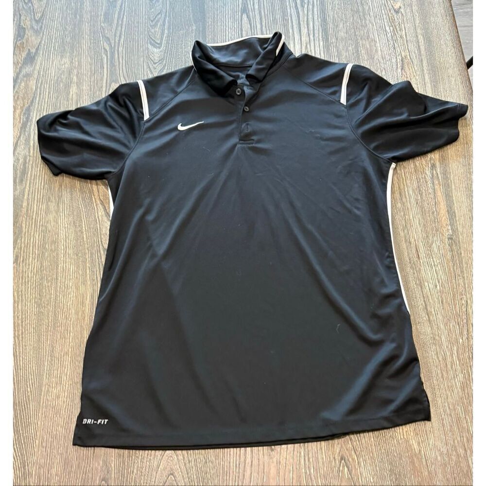 Nike Mens Dri-Fit Polo Shirt Short Sleeve Button-Front Collared Black Size L